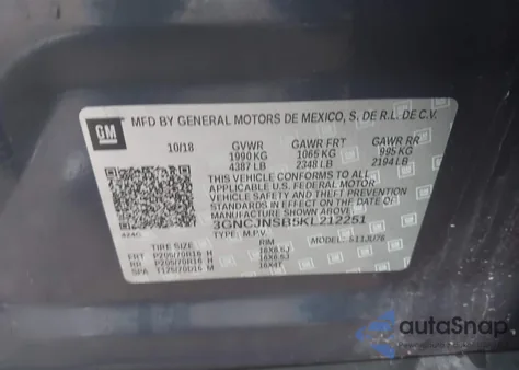 2019 Chevrolet Trax Ls from USA, damaged, VIN 3GNCJNSB5KL212251